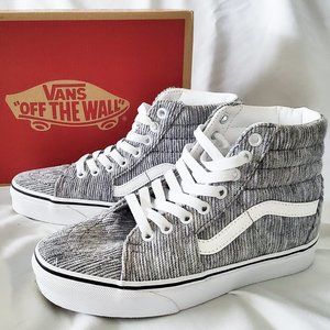 VANS SK8-Hi / Rib Knit / Gray + True White – Women Sz 5 / Men Sz 3.5